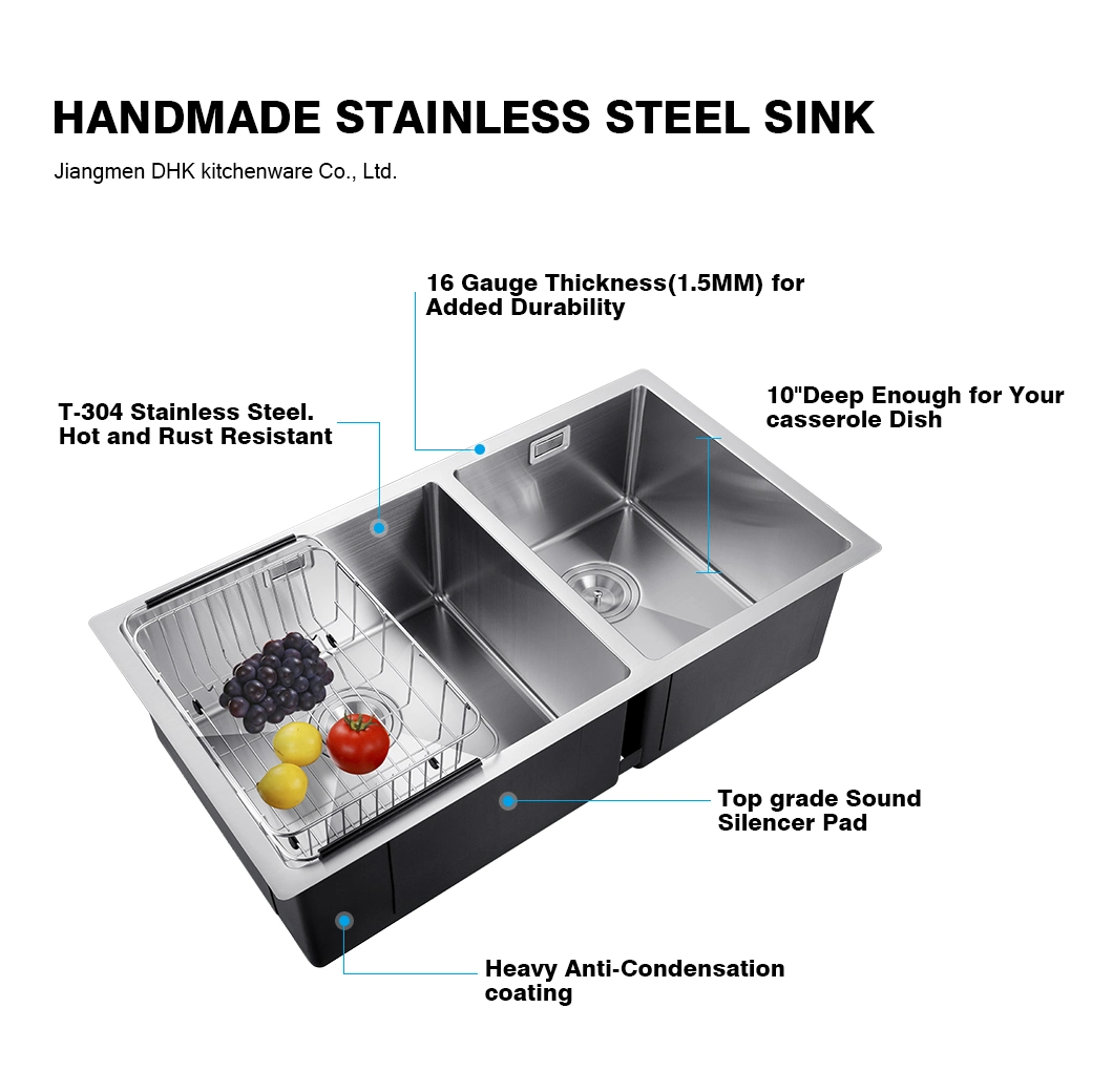 Upc Kitchenware Nano Black Standard Size Single Bowl 304 Stainless Steel Apron Front Handmade Apron Kitchen Sink