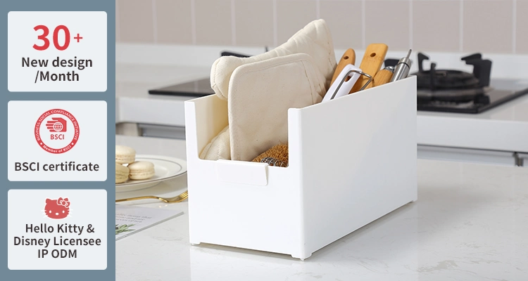 HIPS Durable Housewhole Storage Bin Pantry Plastic Under Sink Organizer White Pantry Storage Bin for Kitchen